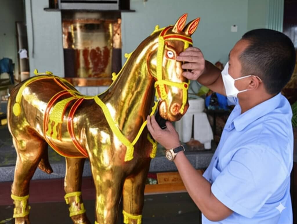 Bí quyết bảo quản & vệ sinh tượng ngựa mạ vàng TỐT NHẤT để luôn sáng bóng như mới