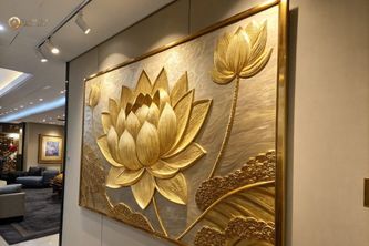 Top 10 Tranh Hoa Sen Mạ Vàng Đẹp Nhất Cho Nội Thất Sang Trọng