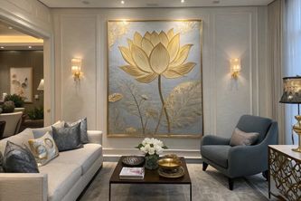 Bí Mật Phong Thủy: Tranh Hoa Sen Mạ Vàng Cho Từng Không Gian