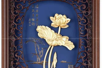 Tranh Hoa Sen Mạ Vàng 25cmx32cm Mẫu 1