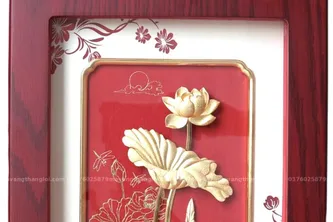 Tranh Hoa Sen Mạ Vàng 27cmx34cm