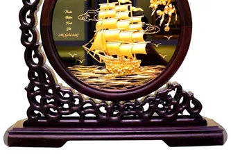 Tranh Thuận Buồm Xuôi Gió Mạ Vàng 30cmx31cm Quà Tặng Đối tác Cao Cấp