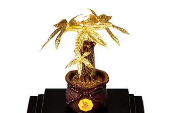 Cây Kim Ngân Mạ Vàng 24k 17*13*22cm Quà Tặng Sếp Nữ Sang Trọng