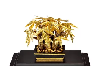 Cây Kim Ngân Mạ Vàng 24k 24*15*19 cm Quà Tặng Tân Gia Cho Sếp Nữ