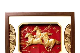 Tranh Mã Đáo Thành Công Mạ Vàng 24k 26×33 Quà Tân Gia Tặng Sếp May Mắn