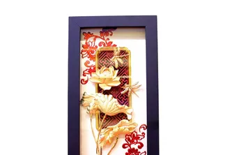 Tranh Hoa Sen Mạ Vàng 24k 13x26cm