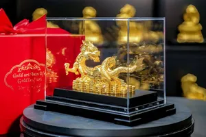 Tượng Rồng Mạ Vàng 24k 24 15 19cm