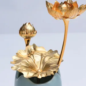 Chậu Sen Mạ Vàng 24k 10*10*15cm