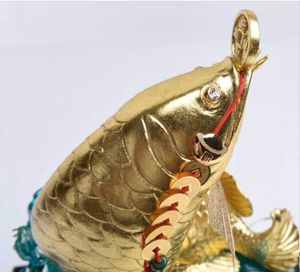 Tượng Cá Rồng Mạ Vàng 29 17 35cm