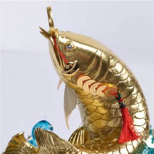 Tượng Cá Rồng Mạ Vàng 29 17 35cm