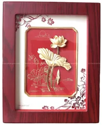 Tranh Hoa Sen Mạ Vàng 27cmx34cm