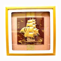 Tranh Thuận Buồm Xuôi Gió Mạ Vàng 24k 30x30cm Quà Tặng Sinh Nhật Sếp Độc Đáo