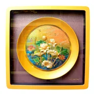 Tranh Hoa Sen Mạ Vàng 24k 30 30cm Quà Đối Tác Nước Ngoài Cao Cấp