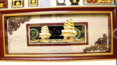 Tranh Thuyền Buồm Mạ Vàng 48x108cm