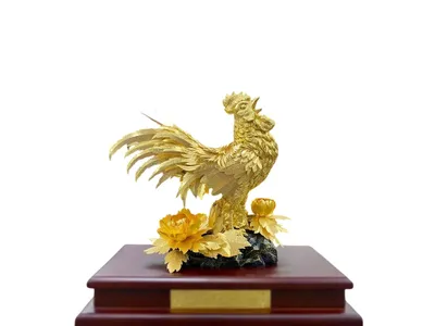 Tượng Gà Trống Mạ Vàng 24k 29 17 35cm