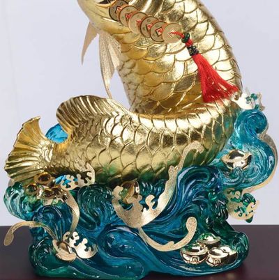 Tượng Cá Rồng Mạ Vàng 29 17 35cm