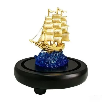 Mô hình thuyền buồm mạ vàng 24k kích thước 11x11x15cm chế tác thủ công mang ý nghĩa phong thủy đại diện cho sự thịnh vượng làm quà tặng để bàn cao cấp