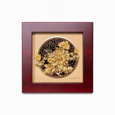 Tranh hoa mẫu đơn mạ v&agrave;ng chế t&aacute;c thủ c&ocirc;ng từ v&agrave;ng l&aacute; 24k - Qu&agrave; tặng mạ v&agrave;ng cao cấp mang &yacute; nghĩa phong thủy đại diện cho sự thịnh vượng, gi&uacute;p t&ocirc;n vinh vị thế v&agrave; thắt chặt mối quan hệ ngoại giao bền vững.