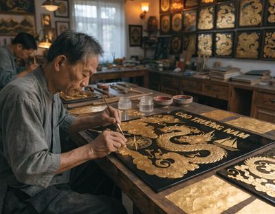 chế tác tranh mạ vàng cá nhân hoá theo yêu cầu của khách hàng