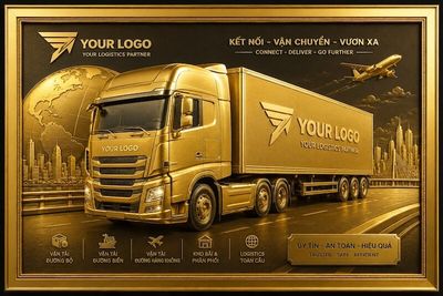 tranh xe tải mạ vàng thiết kế theo yêu cầu của khách