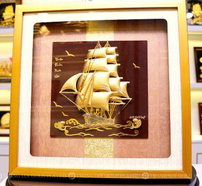 Tranh thuyền buồm mạ vàng 24k kích thước 33*26cm