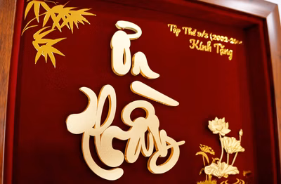 tranh chữ ơn thầy mạ vàng 24k