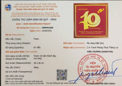 giấy kiểm định Tranh Kỷ Niệm 10 Năm Thành Lập Công Ty