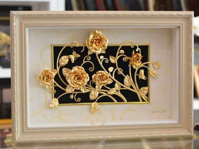 Tranh Hoa Hồng Mạ Vàng 24K