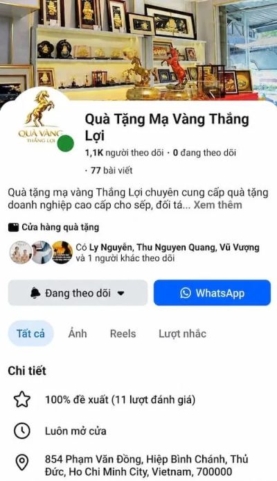 fanpage quà tặng mạ vàng thắng lợi