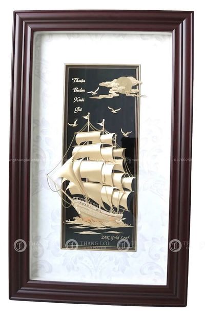 Tranh Thuyền Buồm Mạ Vàng 40cmx65cm Dọc