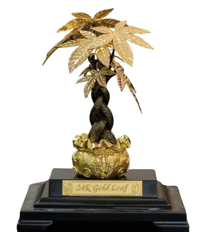 Cây Kim Ngân Mạ Vàng Thân Xoắn 17x14x22cm