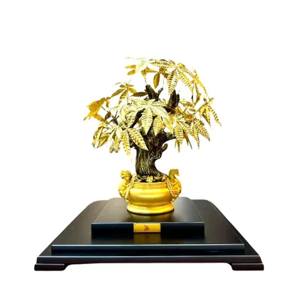 Cây Kim Ngân Mạ Vàng 29×29×37cm Quà Tặng Sếp Nữ Cao Cấp
