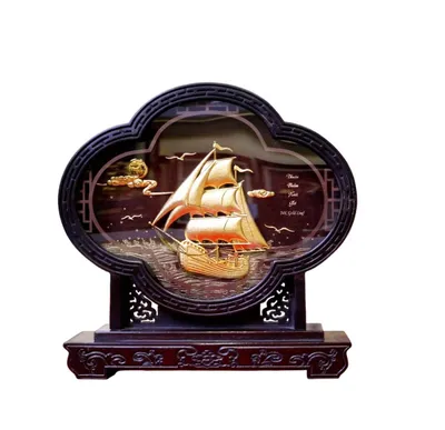 Tranh Thuyền Buồm Mạ Vàng 26cmx25cm Quà Tặng Sếp Thăng Chức Ý Nghĩa