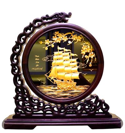 Tranh Thuận Buồm Xuôi Gió Mạ Vàng 30cmx31cm Quà Tặng Đối tác Cao Cấp