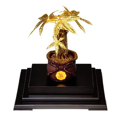 Cây Kim Ngân Mạ Vàng 24k 17*13*22cm Quà Tặng Sếp Nữ Sang Trọng
