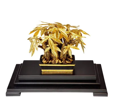 Cây Kim Ngân Mạ Vàng 24k 24*15*19 cm Quà Tặng Tân Gia Cho Sếp Nữ