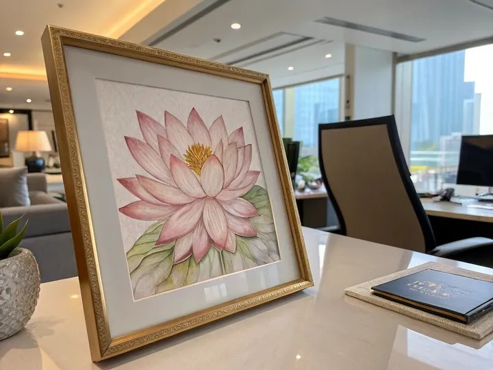 Tranh hoa sen – Vẻ đẹp tinh khiết cho sếp nữ