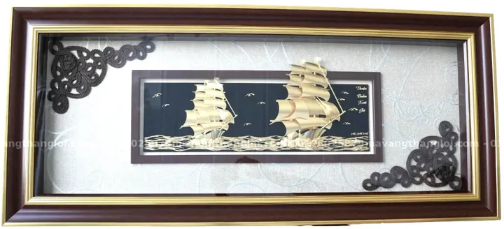 Tranh Thuyền Buồm Mạ Vàng 48x108cm