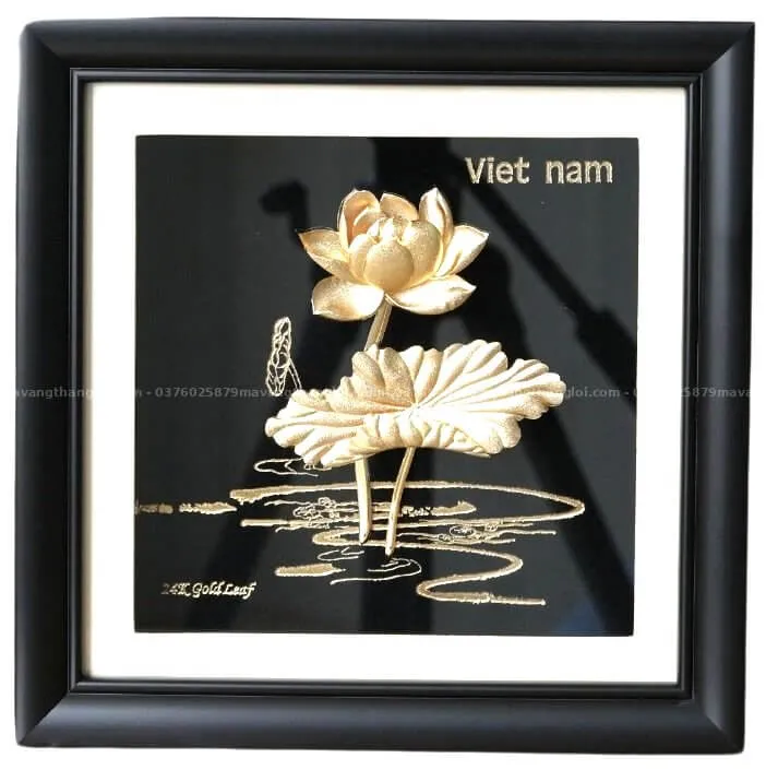 "Tranh Hoa Sen Mạ Vàng 20cmx20cm Mẫu 2