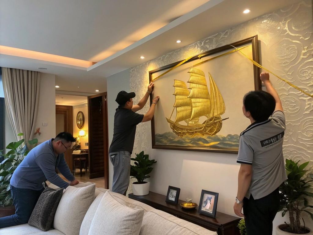 Cách Treo Tranh Thuyền Buồm Mạ Vàng Hợp Phong Thủy