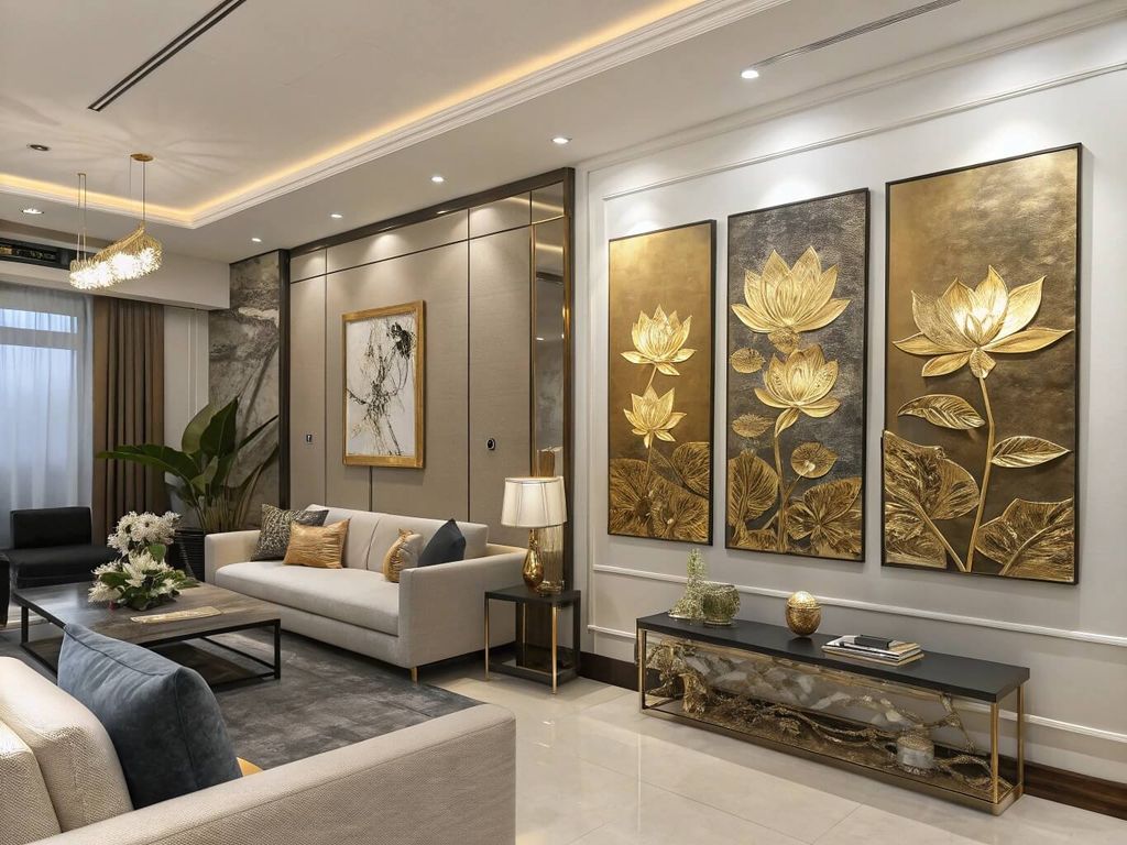 Cách Chọn Tranh Hoa Sen Mạ Vàng Cho Từng Không Gian Nội Thất